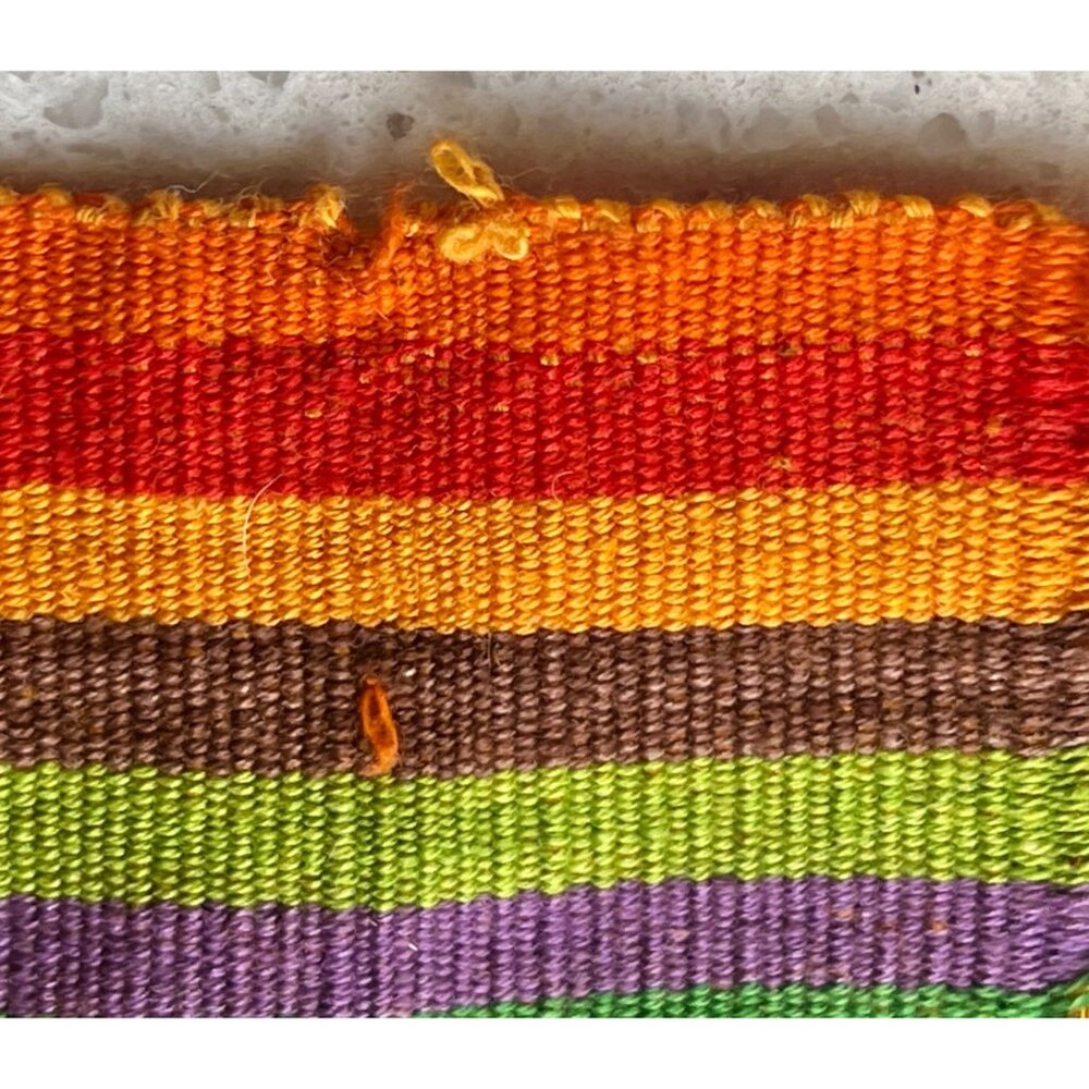 Guatemalan Sash Belt Multicolor 76" Handwoven Boho Gift OJ Red Brown Green Pink - Picture 6 of 7